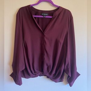 Long sleeve burgundy blouse by Inc.